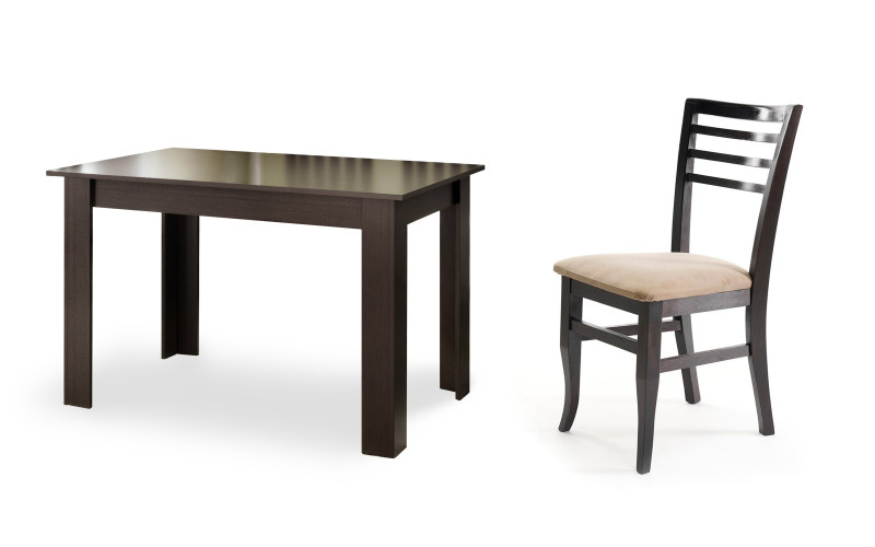 Dining room set Dining table Dony + 4 dining chairs Carlot, Wenge + Wenge with light beige seat  1