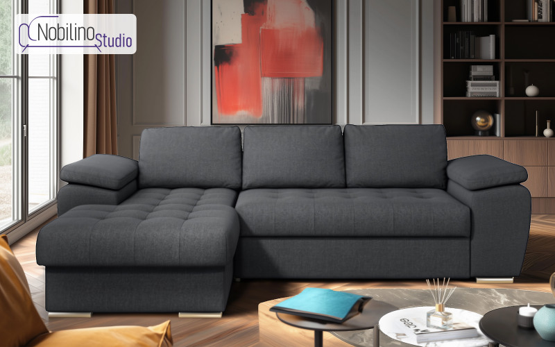 Extendable corner sofa Valencia Pocket, dark grey  1