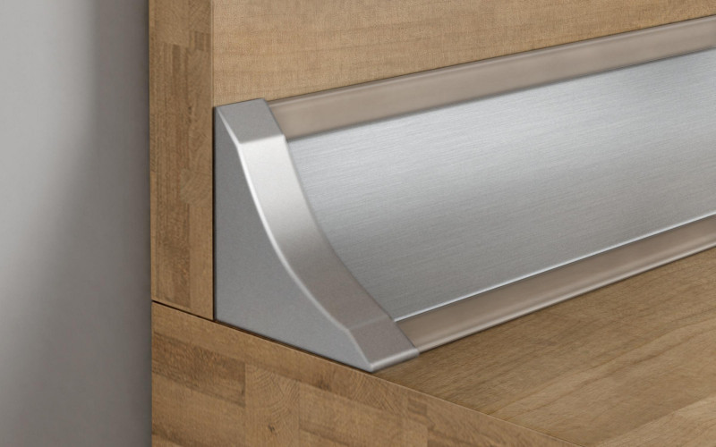 Caps for kitchen seal strip trim PF24, chrome matt  1