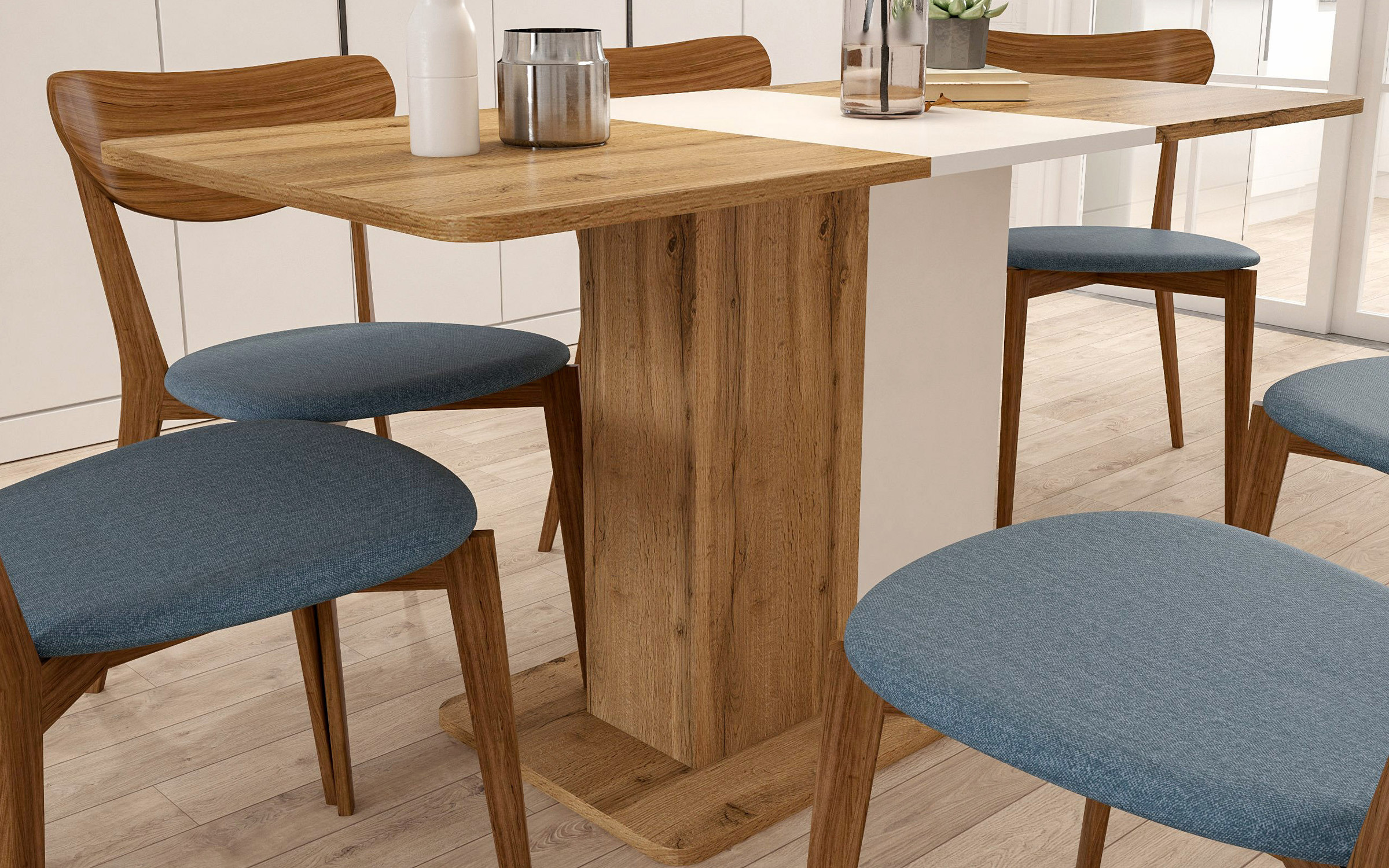 Dining table Limera, Wotan oak + white  3