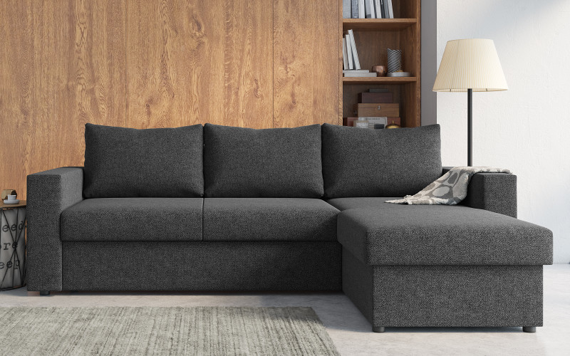 Extendable corner sofa Justin, dark grey  1