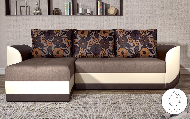 Extandable sofa Modus, brown + beige + brown leather  1