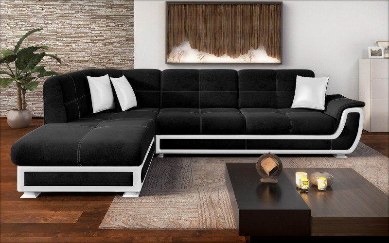 Sofa Princess II + click clack mechanism, black + white leather  1