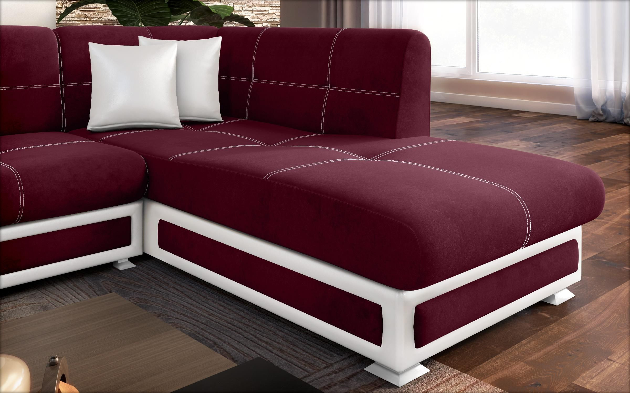 Sofa Princess II + click- clack mechanism, burgundy + white leather  5