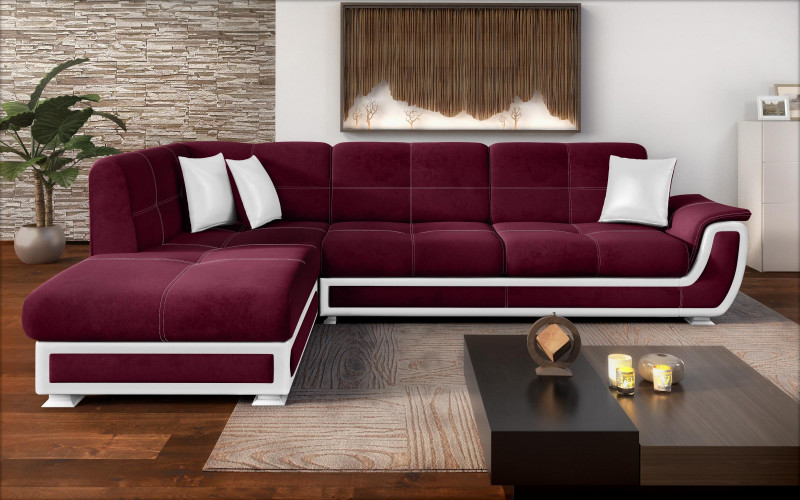 Sofa Princess II + click- clack mechanism, burgundy + white leather  1