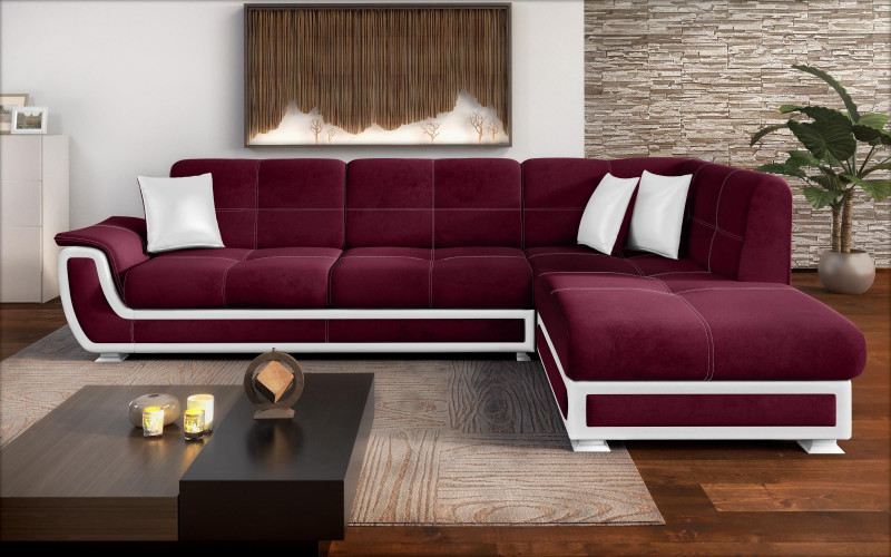 Sofa Princess II + click- clack mechanism, burgundy + white leather  1