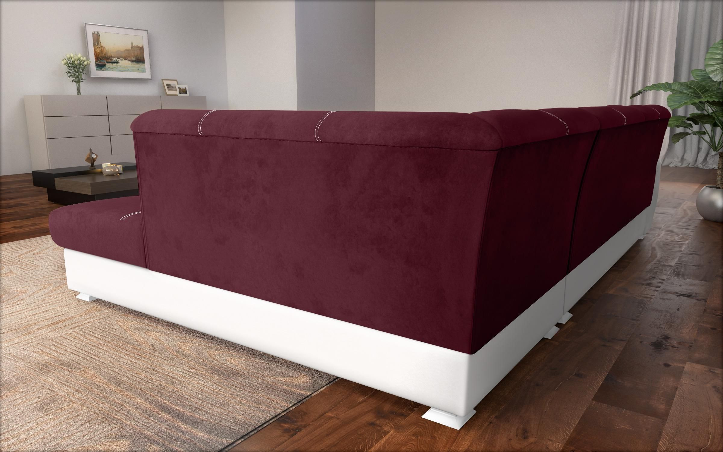 Sofa Princess II + click- clack mechanism, burgundy + white leather  4