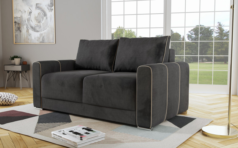 Two-seater sofa Ego, graphite + dark beige  1