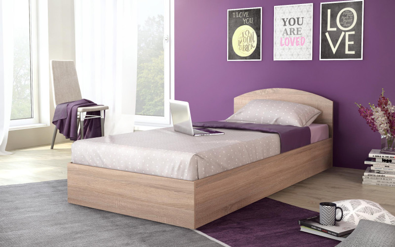 Bed for mattress 90/200 Rainbow II, Sonoma oak  1