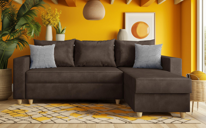 Extendable corner sofa Fabiola, brown  1