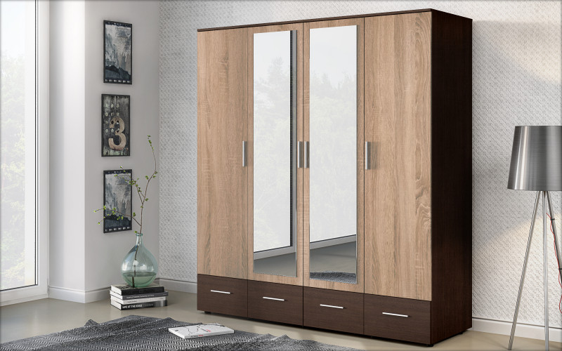 Four-winged wardrobe Select II, Sonoma oak + Wenge  1