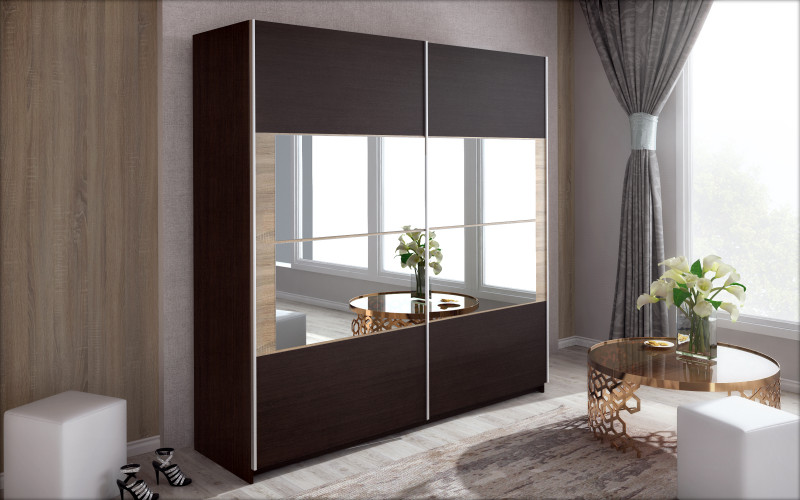 Wardrobe with sliding doors Falcon II, Wenge + Sonoma oak  1