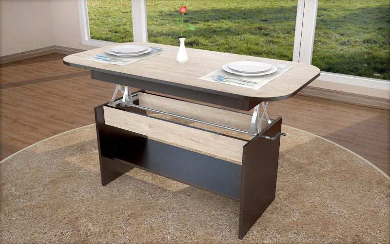 Table with a lifting mechanism Debora, light Rockford + Wenge  1