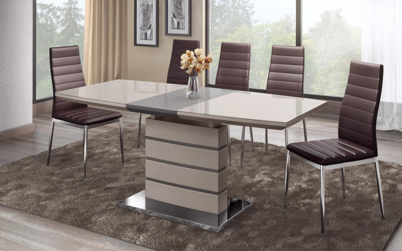 Luxury extendable dining table Marbella, light beige + cappuccino  3