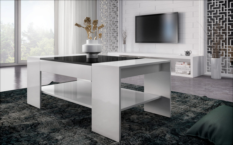 Coffee table Sima, white gloss + black gloss  1