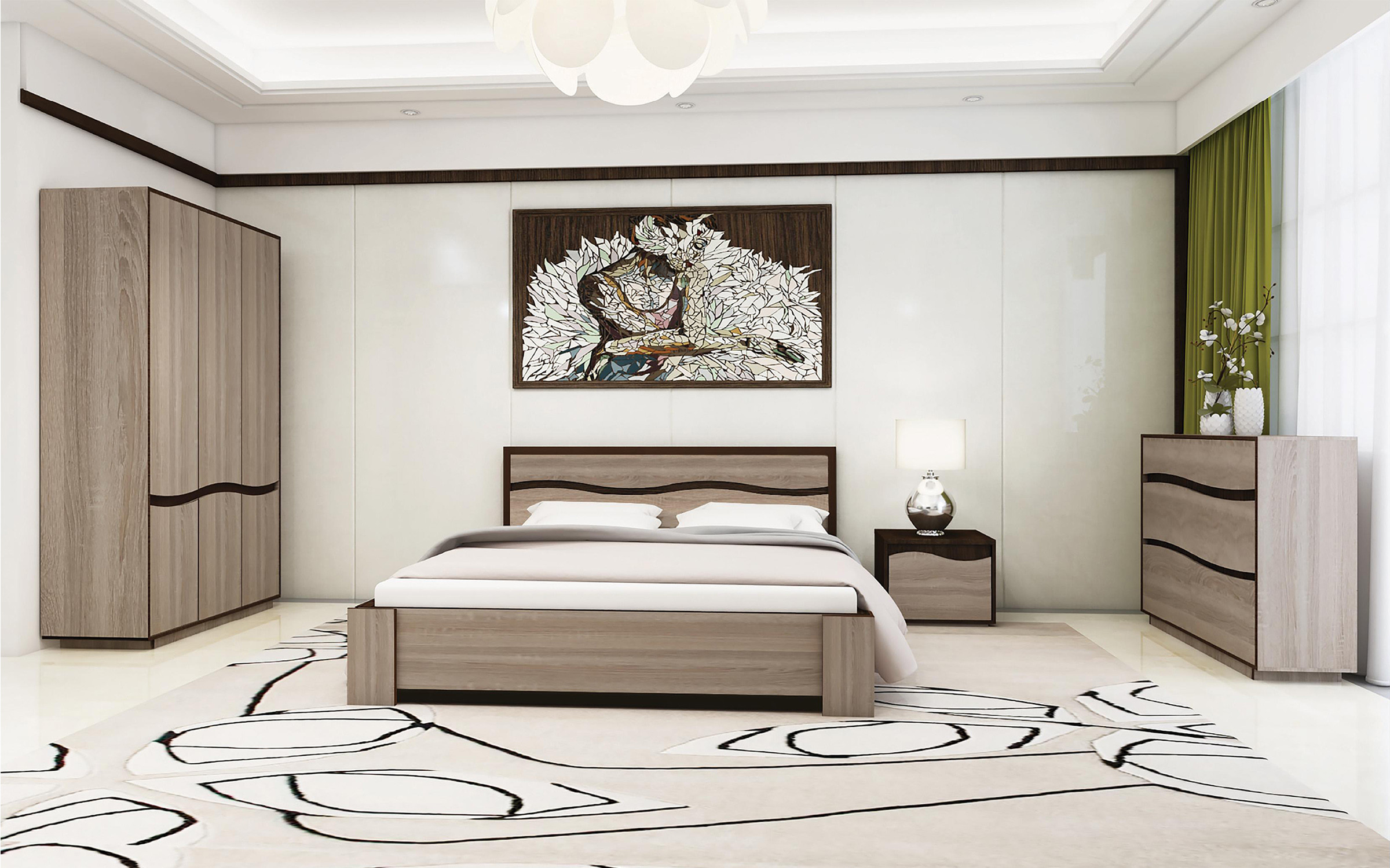 Double bed for mattress 160/200 Viela, Sonoma Truffle + Wenge Magic  3