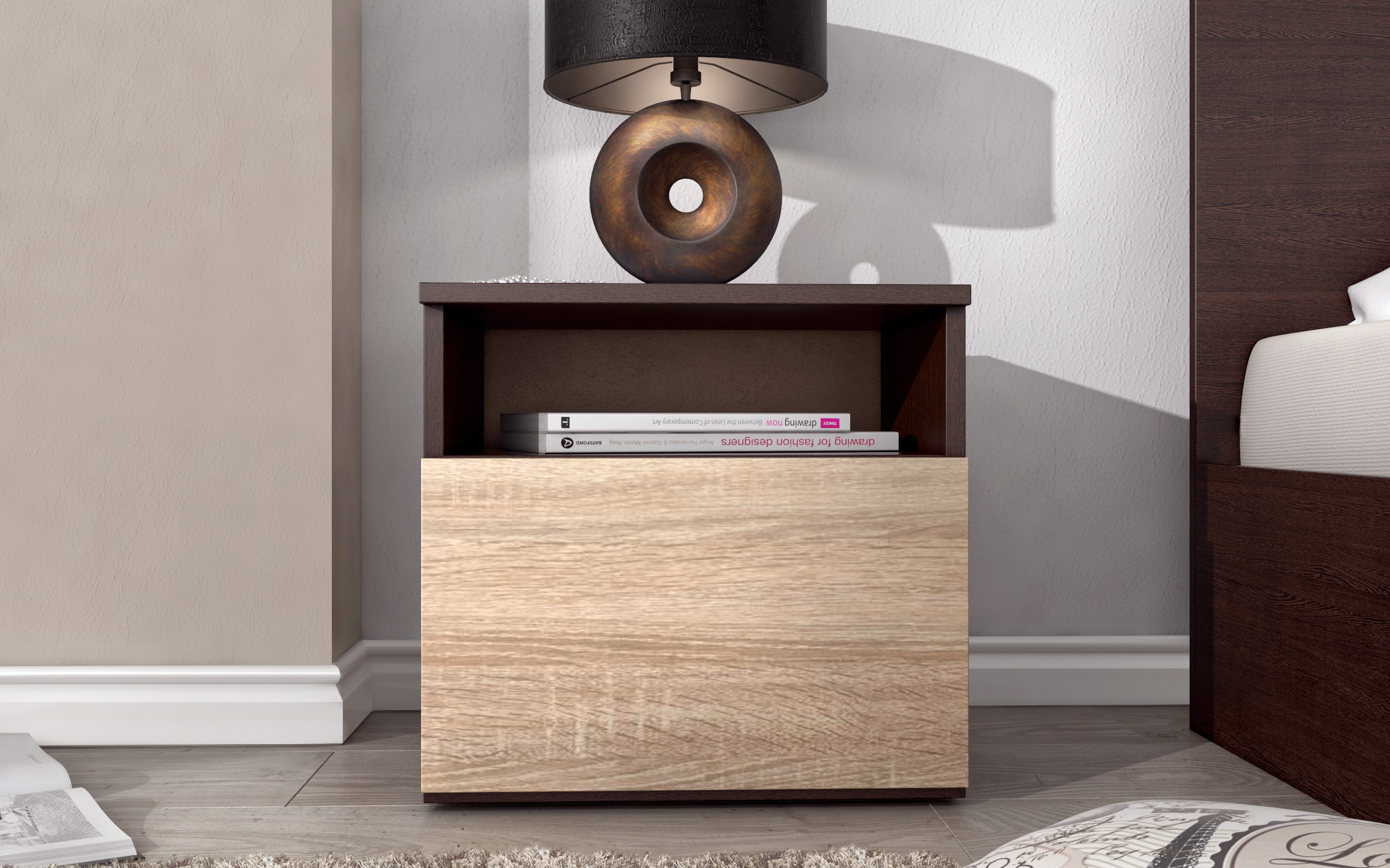 Nightstand Ruby, Wenge + Sonoma oak  2