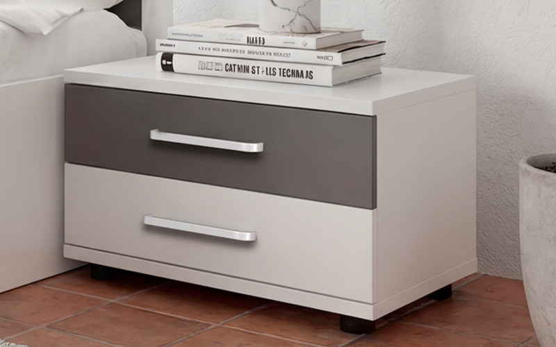 Nightstand Porto, white + anthracite matt  1
