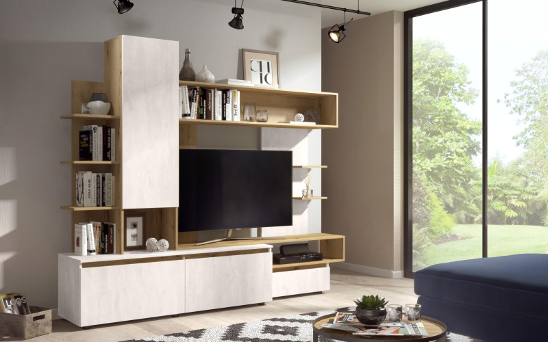 Shelf unit Terra, Silk + Evoke oak  1