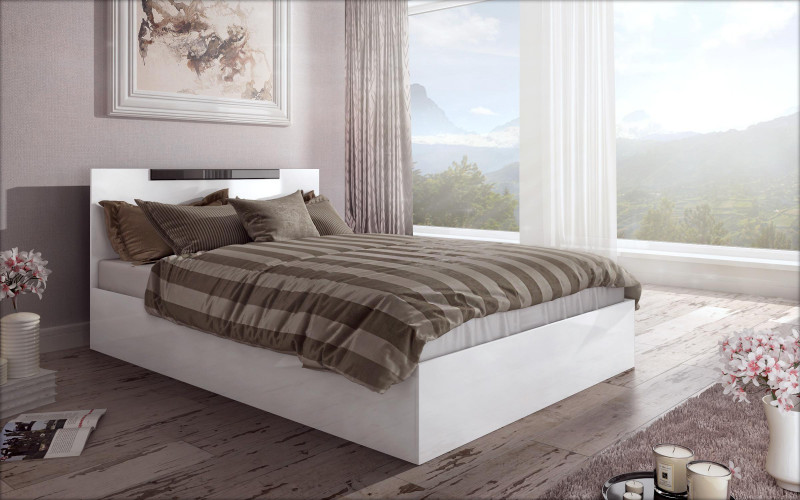 Double bed for mattress 160/200 Chaterina, white gloss  1