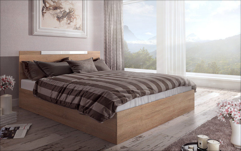 Double bed for mattress 160/200 Chaterina, Sonoma oak  1