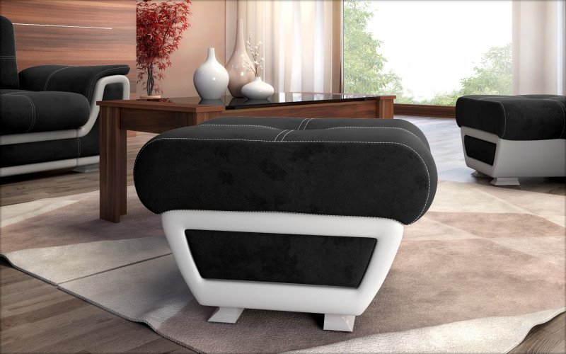 Ottoman Princess ΙΙ, black + white leather  1