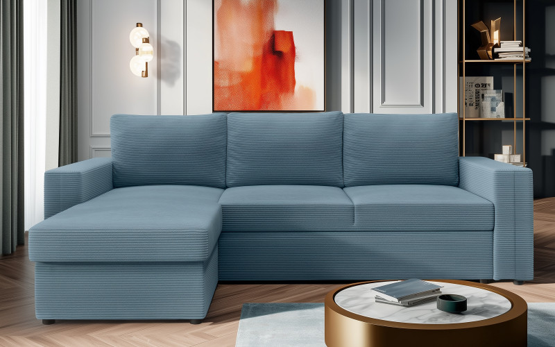 Extendable corner sofa Justin Ultra, blue  3
