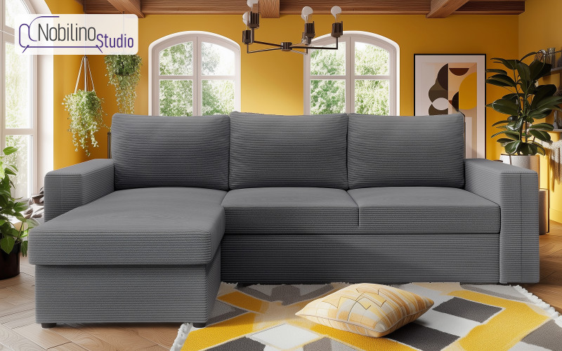 Extendable corner sofa Justin Ultra, dark grey  1