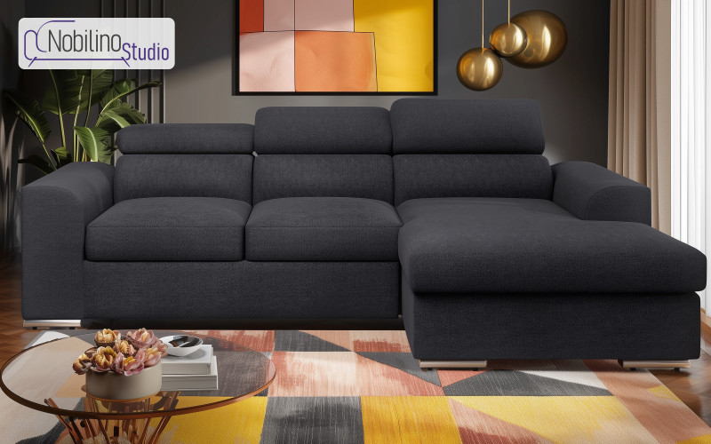 Extendable corner sofa Morgan, dark grey  1