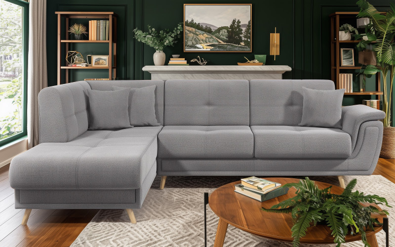 Extendable corner sofa + click-clack mechanism Princess Premium, light grey  1