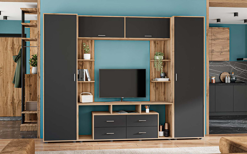 Shelf unit Utah, Appalachian oak + anthracite  1