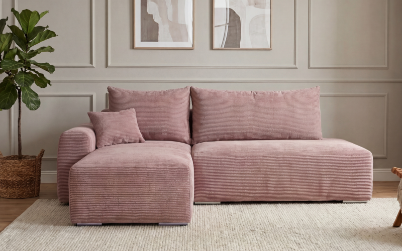 Extendable corner sofa Apollo Spring M2, ash rose  1