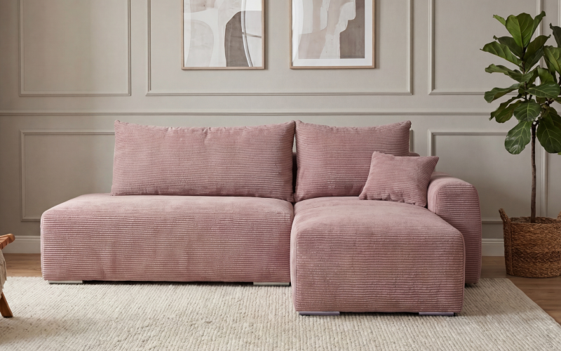 Extendable corner sofa Apollo Spring M2, ash rose  1