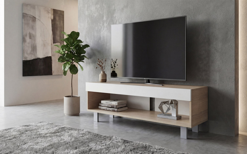TV cabinet Arven, Sonoma oak + white gloss  1