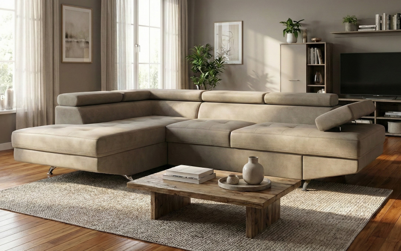 Extendable corner sofa Bark M, dark beige  1