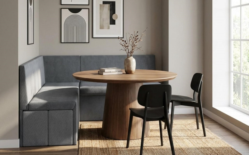 Extendable kitchen corner + 2 ottomans Venturo, dark grey + grey  1