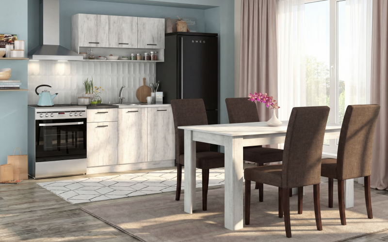Kitchen set Lora 5 mini, Antique oak + dark brown  1
