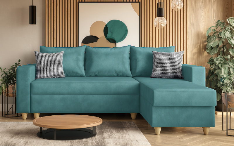Extendable corner sofa Fabiola, turquoise  1
