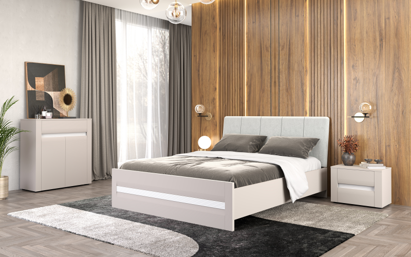 Bedroom furniture set for mattress 160/200 Varis S, cashmere + white  1