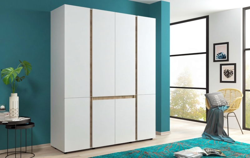 Four-winged wardrobe Omonia, white + Sonoma oak  1