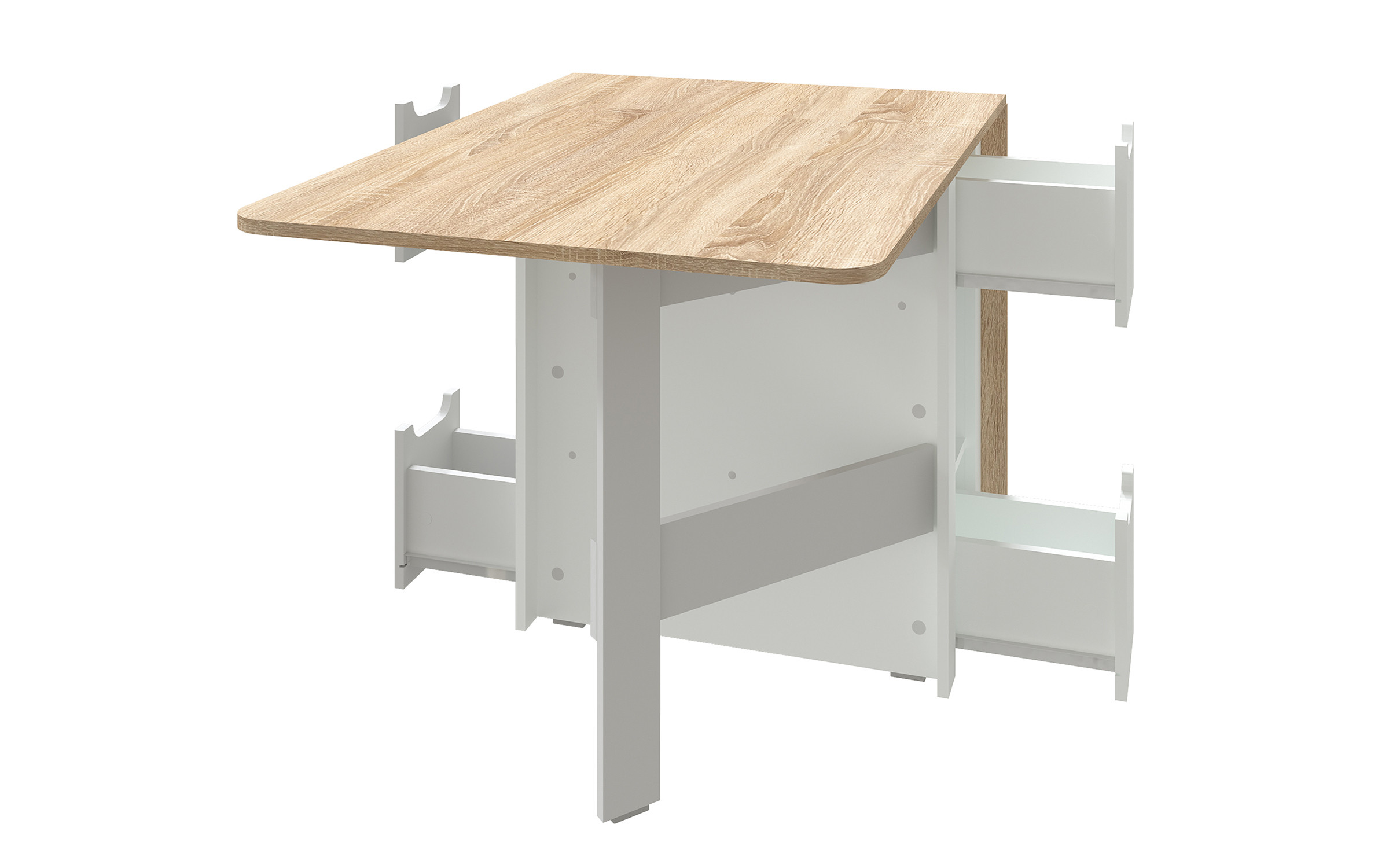 Extendable dining table Rowdy, white + Sonoma oak  4