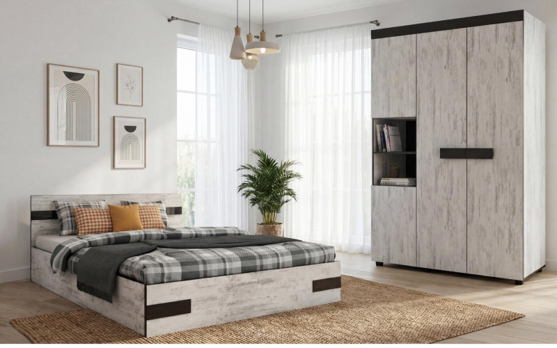 Спален комплект за матрак 160/200 Джеси S, дъб антик  1