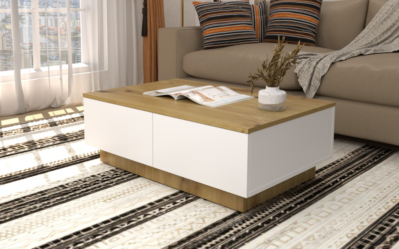 Coffee table Etela, Artisan oak + white  1