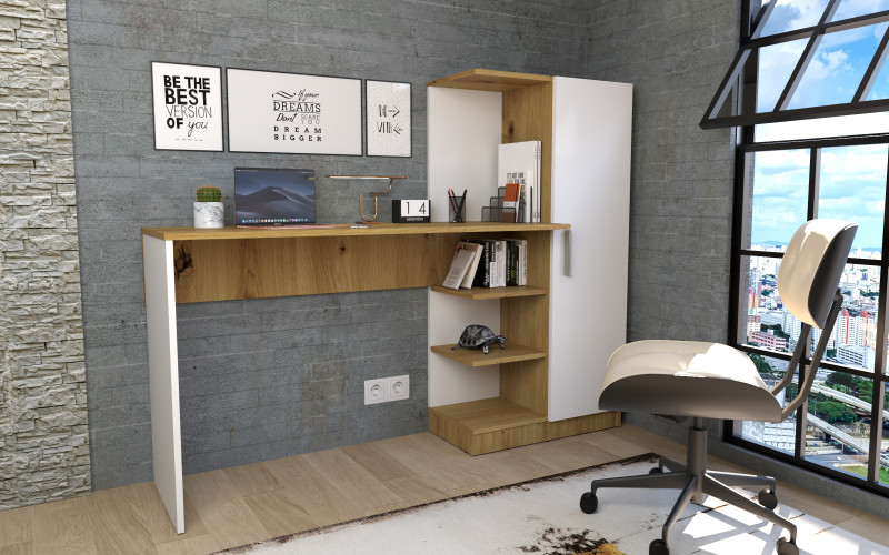 Desk Nazir, Artisan oak + white  1