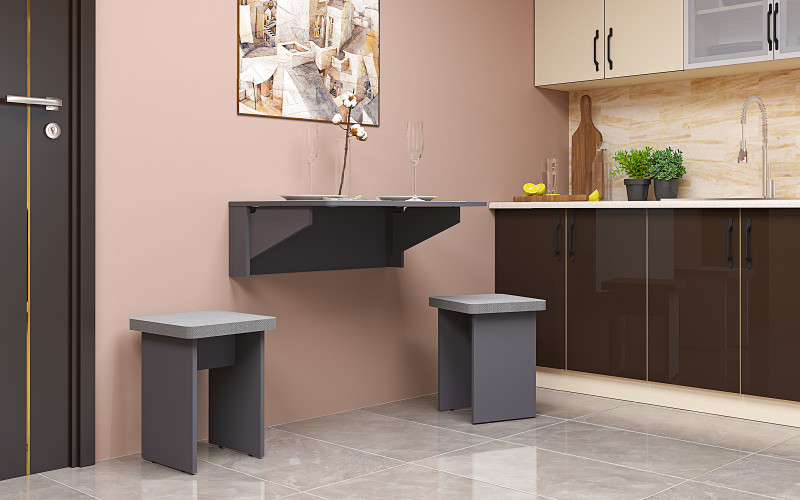 Folding wall table Aspen, grey graphite  1