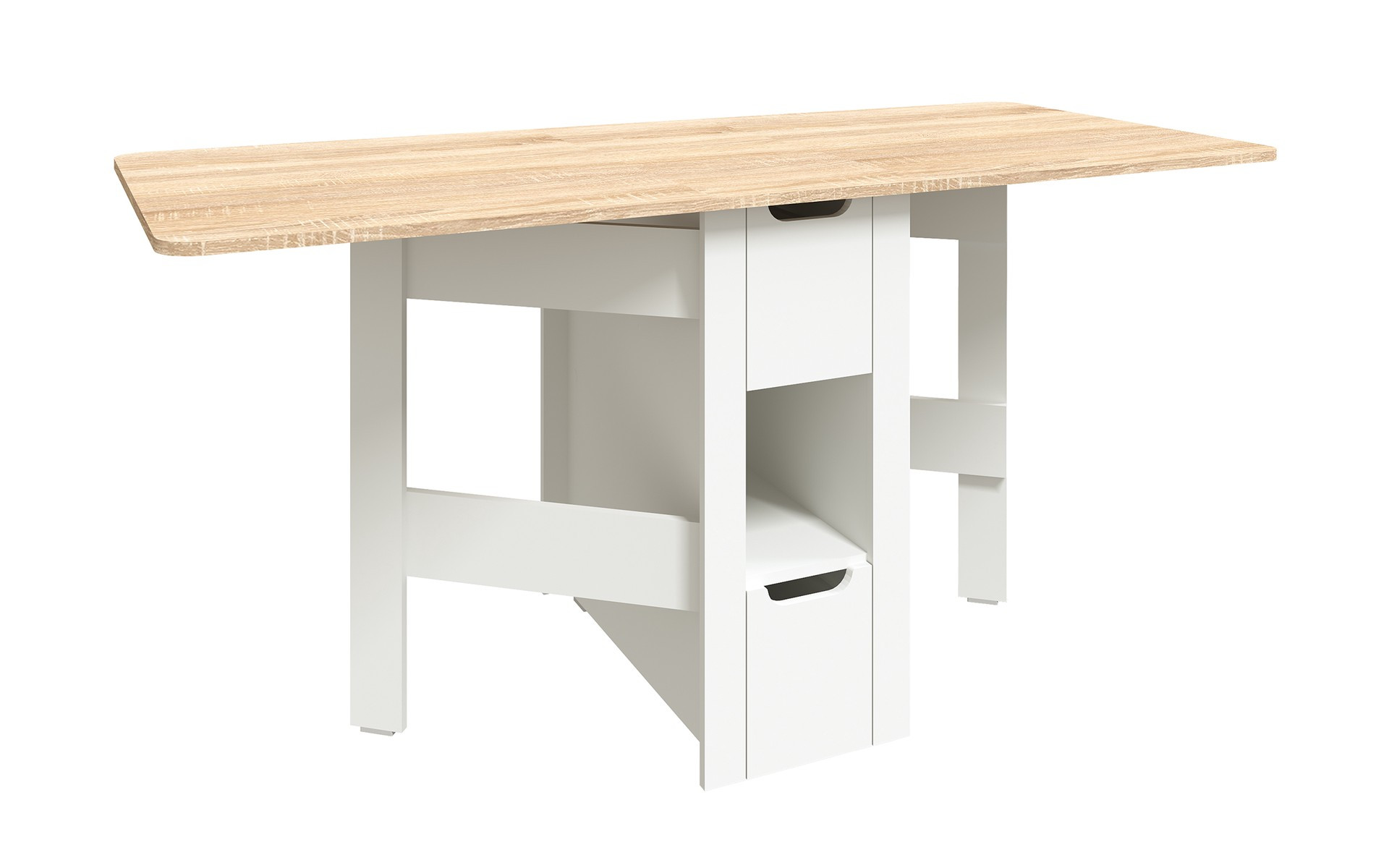 Extendable dining table Rowdy, white + Sonoma oak  3