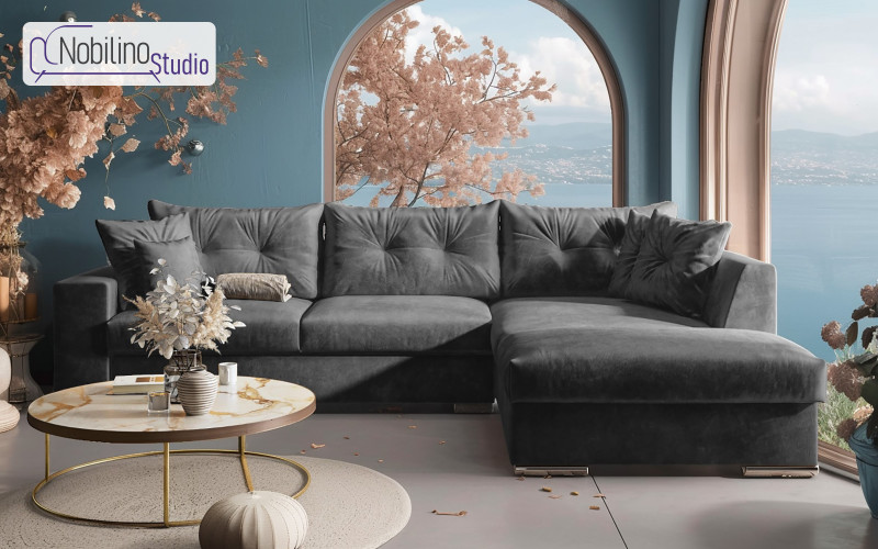 Extendable corner sofa Rome, dark grey  1