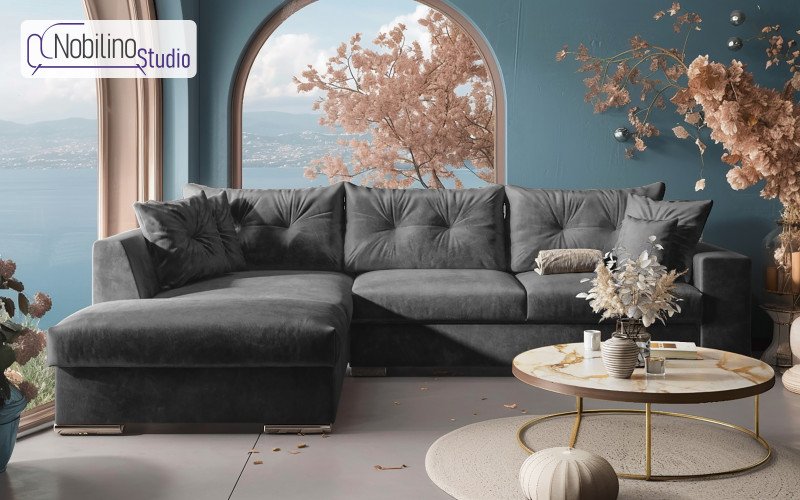 Extendable corner sofa Rome, dark grey  1