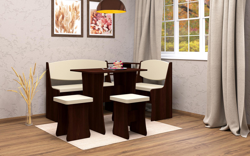 Set for dining room Prime II, dark walnut + beige  1