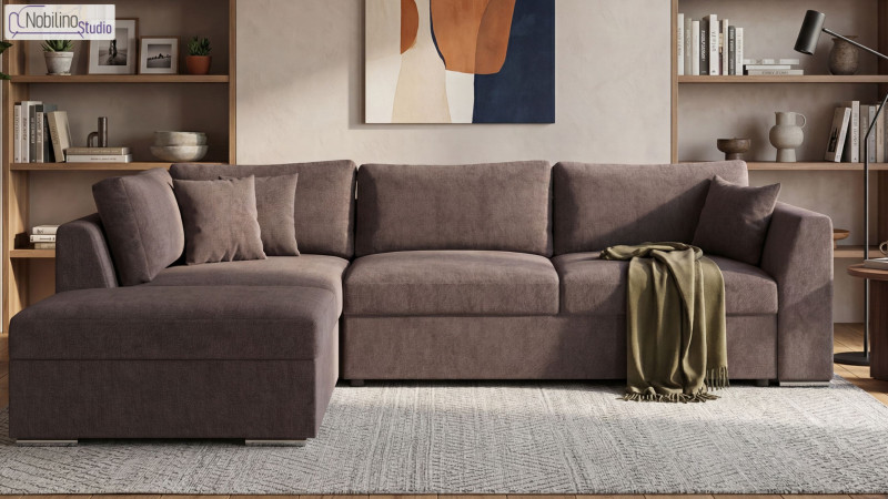 Extendable corner sofa Toscana, grey brown  1
